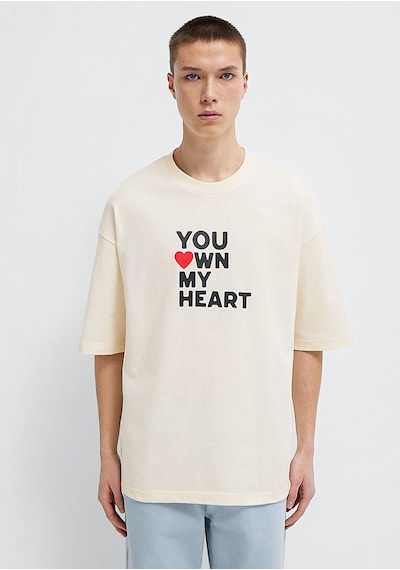 Mavi - You Own My Heart Baskılı Ekru Tişört 0613253-83043 Beyaz