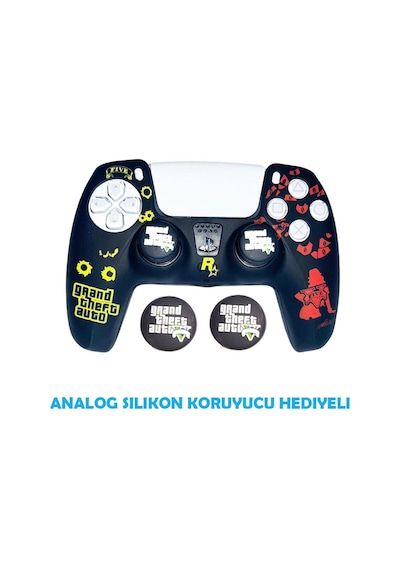 Ps5 Dualsense Grand Theft Auto 5 Koruyucu Silikon Kılıf + Analog Silikon Koruyucu