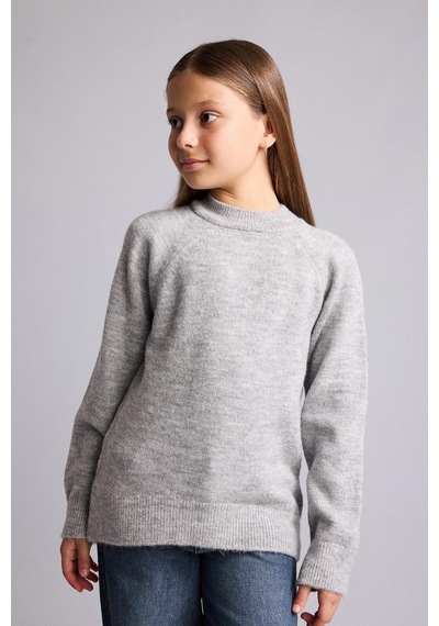 Defacto Reglan Kol Bisiklet Yaka Triko Basic Kazak Kız Çocuk H8406a826augr91 Gri-gr91