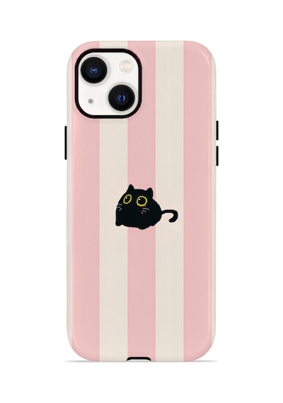 Apple iPhone Uyumlu 13 Vorian Çift Katmanlı Magsafe Kılıf Midnight Cat Stripe