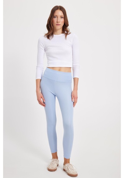 Tudors Kadın Slim Fit Dar Kesim Scuba Kumaş Beli Lastikli Mavi Tayt-42443 Mavi