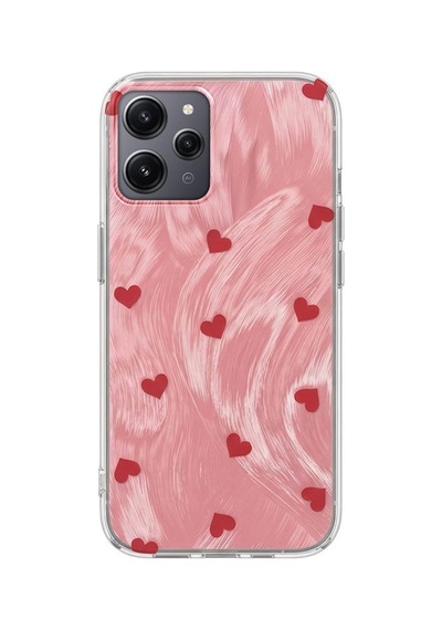 Xiaomi Redmi 12  Kılıf Pink Heart Silikon Kılıf Kırmızı