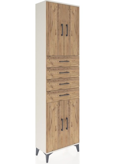 Arges Dolap 3 Raflı 4 Çekmeceli 4 Kapaklı 60x30x221 Aytaşı-çam Aytaşı