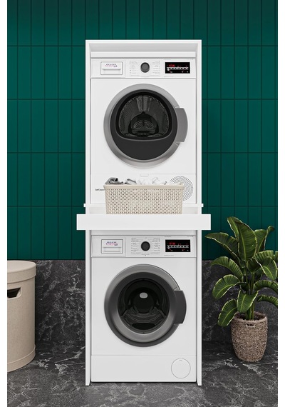 Asra Trend Beyaz Bd-05 Çamaşır Ve Kurutma Makinesi Dolabı 65x60x194 Cm Çekmeceli Ara Raflı Üst Üste Yerleşim Ü Diğer