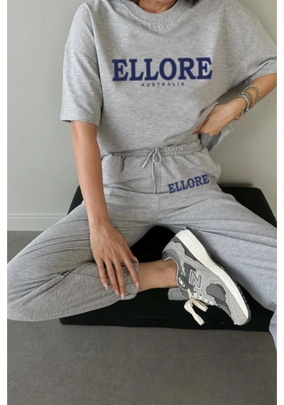 Ellore T-shirt Eşofman Altı Jogger- Gri Baskı Alt Üst Eşofman Takımı Oversize Bisiklet Yaka Gri Ellore T-shirt Eşofman Altı Jogger- Gri Baskı Alt Üst Eşofman Takımı Oversize Bisiklet Yaka Gri