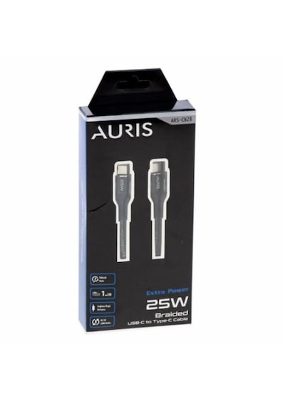 Auris ARS-CB28 25 W Type-C to Type-C Örgülü Data & Şarj Kablosu 1.2 M