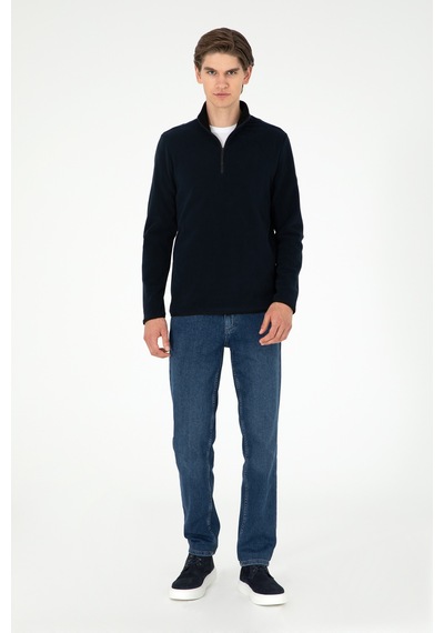 U.S. Polo Assn. Erkek Yarım Fermuarlı Lacivert Basic Polar Sweatshirt 50298085-VR033