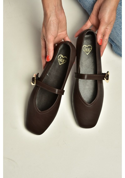 Fox Shoes Y726632609 Kahverengi Kalp Toka Detaylı Kadın Babet