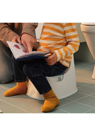 Kaliteli Çocuk Lazımlığı Yükseklik 28 Cm İkea Çıkartılabilir Pratik Kaymaz Lazımlık Beyaz-turkuaz Beyaz