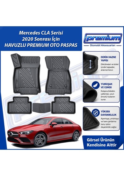 Mercedes Cla Serisi Paspas Araca Özel C118 - X118 Kasa 2020 Sonrası Derin Havuzlu Premium Oto Paspas