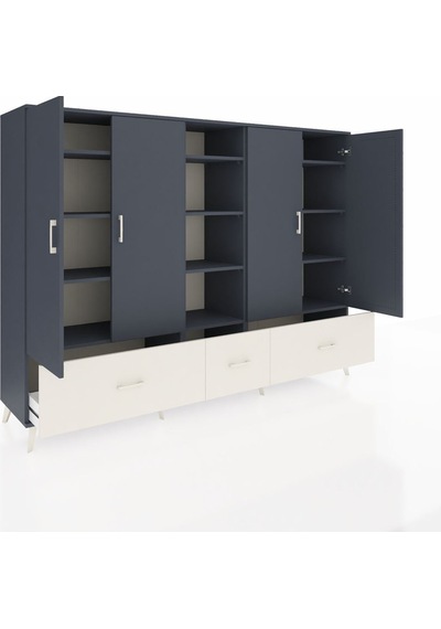 Hyperion Dolap 12 Raflı 3 Çekmeceli 4 Kapaklı 220x44x163 Antrasit Antrasit-antrasit/aytaşı Hyperion Dolap 12 Raflı 3 Çekmeceli 4 Kapaklı 220x44x163 Antrasit Antrasit-antrasit/aytaşı