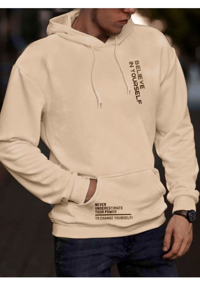Altamira Erkek Believe Baskılı Oversize Kapşonlu Sweatshirt 001