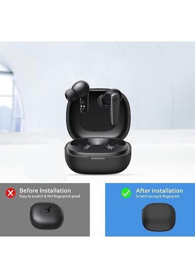 Anker Soundcore R50i Tws İle Uyumlu Kılıf Yumuşak Kaymaz Dayanıklı 360 Derece Çepeçevre Koruyucu Tpu Kılıf Siyah
