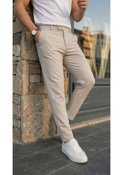 Modi Erkek Slim Fit Dilli Kumaş Pantolon Açık Bej