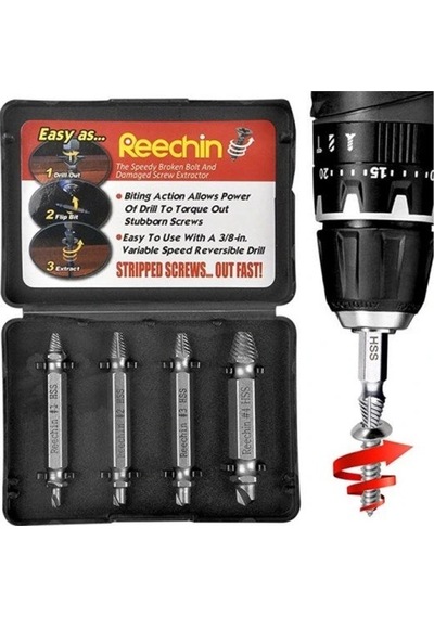 Easy Out 4lü Sökme Takımı - Hasar Görmüş Vida Çıkarıcı Abanoz