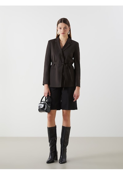 Lcwaıkıkı Classic Kahverengi Çizgili Kadın Blazer Ceket