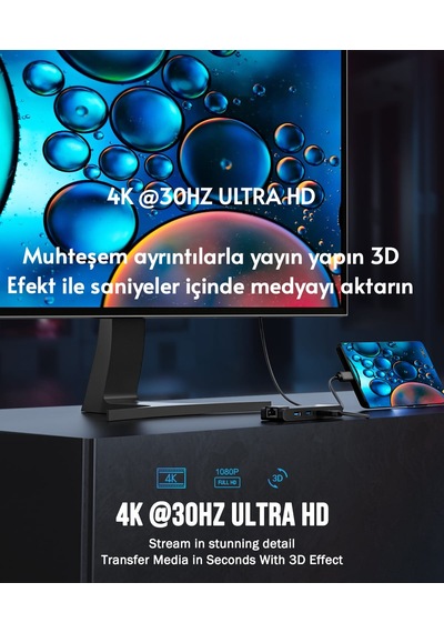 Lemorele 5'in 1'i Pd 100w/ Hdmı 4k/rj45 100mbs./usb 3.0 Çoklayıcı