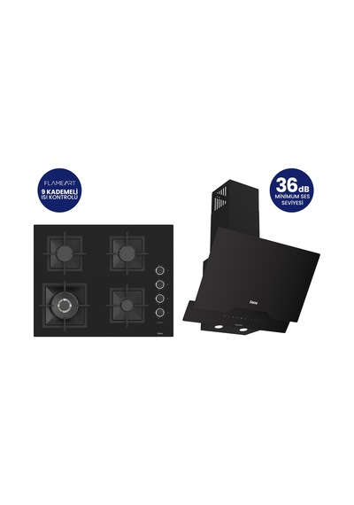 Ferre SC405-WFA+D063-SA 2'li Döküm Izgara Ankastre Set Siyah