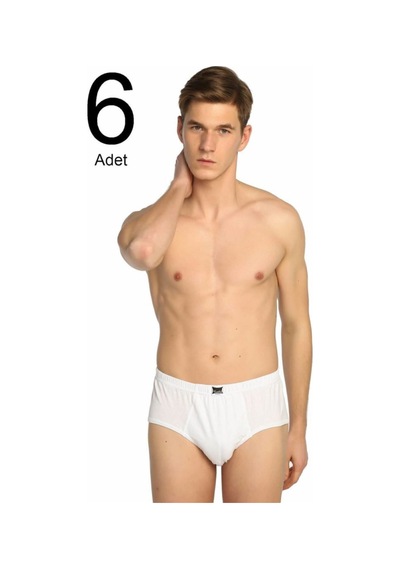 Tutku Erkek 6'lı Paket Pamuk Slip Beyaz Beyaz