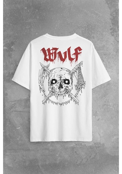 Wulf Metal Rock Band Skull Kuru Kafa Urban Gothic Oversize Tişört 001
