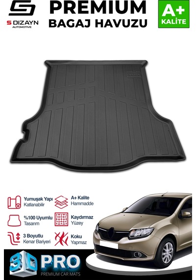 S-dizayn Renault Symbol 3d Pro Bagaj Havuzu 2013 Üzeri A+ Kalite