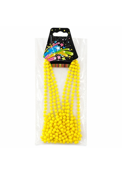 Neon Sarı Boncuk Kolye 80 Cm Retro 80 Ler 90 Lar Parti Aksesuarı Altın - Çok Renkli