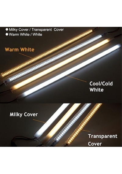 220 Volt 2835 Çubuk Led 30 Cm Kasalı Dim Edilebilir Bar Led 220v Gün Işığı 3000-3200k-şeffaf Cam