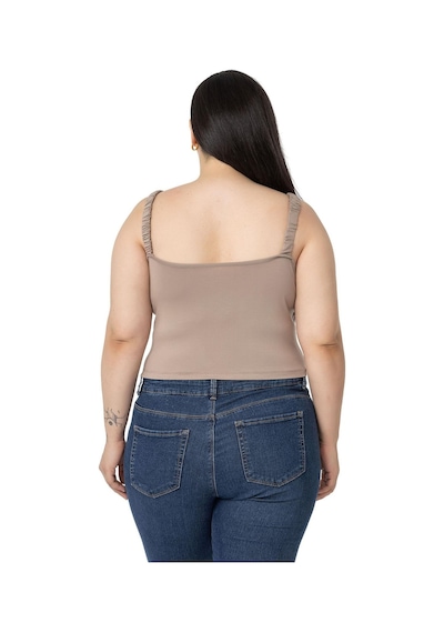 Disentis Büyük Beden Askıları Büzgülü Drapeli Crop Vizon Body-vizon Vizon