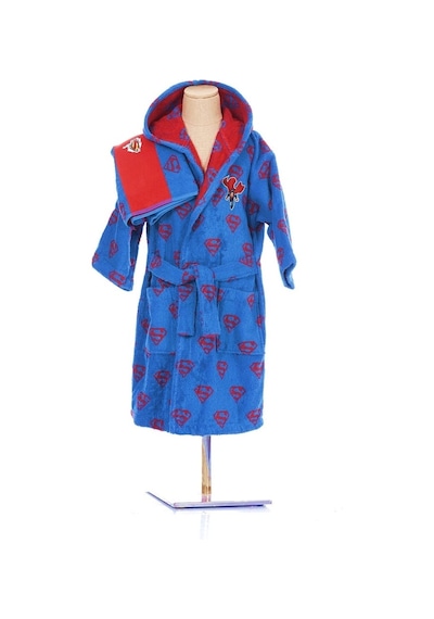 Özdilek Superman Blue Lisanslı Çocuk Havlu Bornoz Seti 7/8 Yaş Mavi