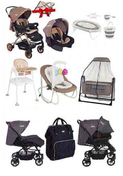 Tommy Baby 12 Parça Çeyiz Seti Bebek Arabası - Puset - Beşik - Ana Kucağı - Mama Sandalyesi - Küvet Takımı - Bebek Bakım Çantası