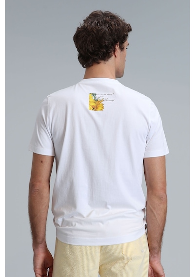 Lufian Erkek June Modern Grafik T-shirt 111020192 Beyaz