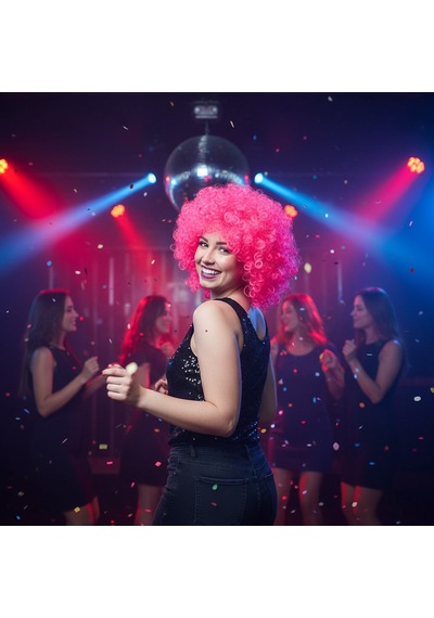 Animasyon Parti Ve Palyaço Peruğu - Neon Pembe