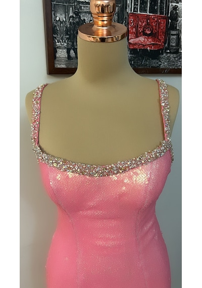 Chica Rosa Fashion Swarowski Taş, İnci Ve Boncuk İşlemeli Pembe Elbise Pearl