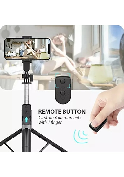 Bluetooth Kumandalı Ayaklı Selfie Çubuğu / 170cm Profesyonel Kull
