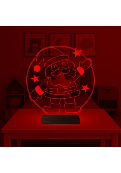 Luvivia Çocuk Odası Noel Baba Yılbaşı Hediyesi 3d Lamba - Masa Gece Lambası Şeffaf
