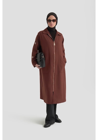 Armine Trend Kolları Şerit Detaylı Boydan Fermuarlı Allerli Giy Çık Taba 26yt516 Taba