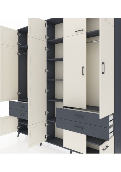 Arges Dolap 11 Raflı 4 Çekmeceli 2 Askılı 220x30x243 Antrasit-aytaşı/antrasit Aytası/antrasıt Arges Dolap 11 Raflı 4 Çekmeceli 2 Askılı 220x30x243 Antrasit-aytaşı/antrasit Aytası/antrasıt