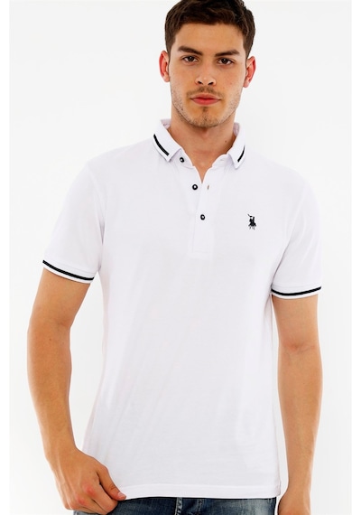 T8586 Dewberry Erkek Polo Yaka T-shırt-beyaz Beyaz