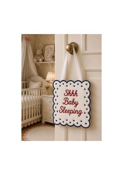 Keten Bebek Uyku / Baby Sleeping Kapı Yastığı Lacivert-kırmızı