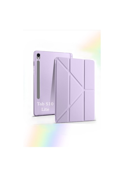 Fuchsia Galaxy Tab S10 Lite10.9 İnç İle Uyumlu Kalem Bölmeli Katlanabilir Standlı Tri Folding Tablet Kılıfı Kapaklı Kılıf