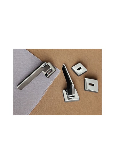 Duo Zamak Zk06 Mat Siyah Krom Kare Rozetli Oda Kapı Kolu Çift Renk 1 Takım