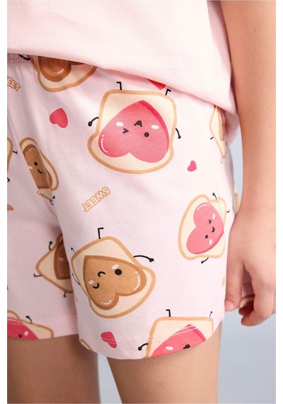Defacto Regular Fıt 2li Pijama Şort Tişört Takımı Kız Çocuk H5509a826smpn256 Pembe-pn256