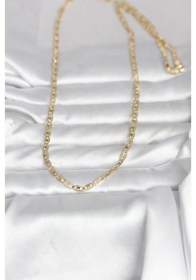 Cm 14k Gold Renk Lazer Kesim Zincirli Model 60 Cm Kadın Kolye - Altın