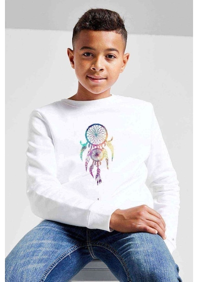 Düş Kapanı Baskılı Unisex Çocuk Beyaz Sweatshirt (528539147) Beyaz