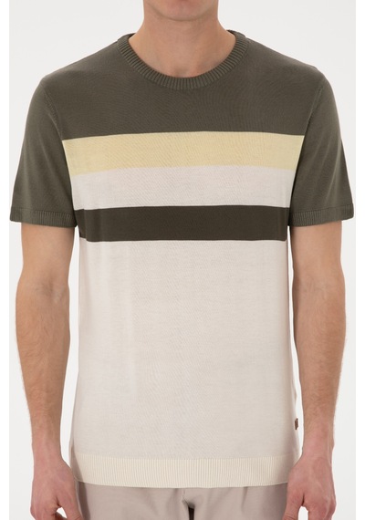 U.S. Polo Assn. Erkek Slim Fit Bisiklet Yaka Haki Tişört 50306459-VR027