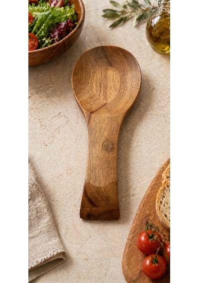 Akasya Ahşap Kaşık Altlığı 27 Cm Mien Akasya Ahşap Kaşık & Kepçe Dinlendirme Standı