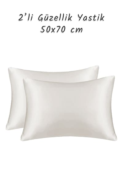 Güzellik Yastığı %100 Ipek Saten 2 Adet Luxury Yastık Kılıfı Krem