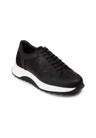 Deery Hakiki Deri Siyah Erkek Sneaker Ayakkabı - 01984Msyhe02 Siyah