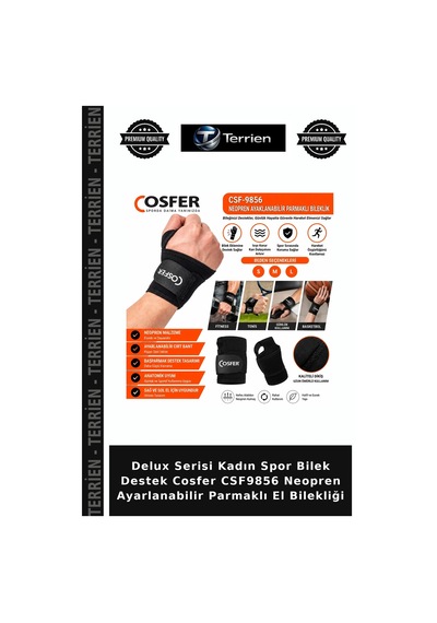 Delux Serisi Kadın Spor Bilek Destek Cosfer Csf9856 Neopren Ayarlanabilir Parmaklı El Bilekliği Çok Renkli