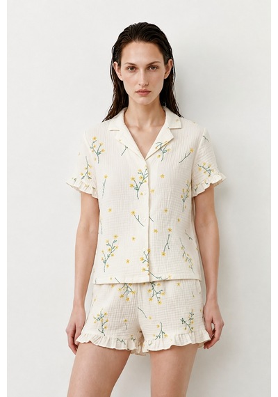Kadın Relaxed Lastikli Çok Renkli Pijama Takımı